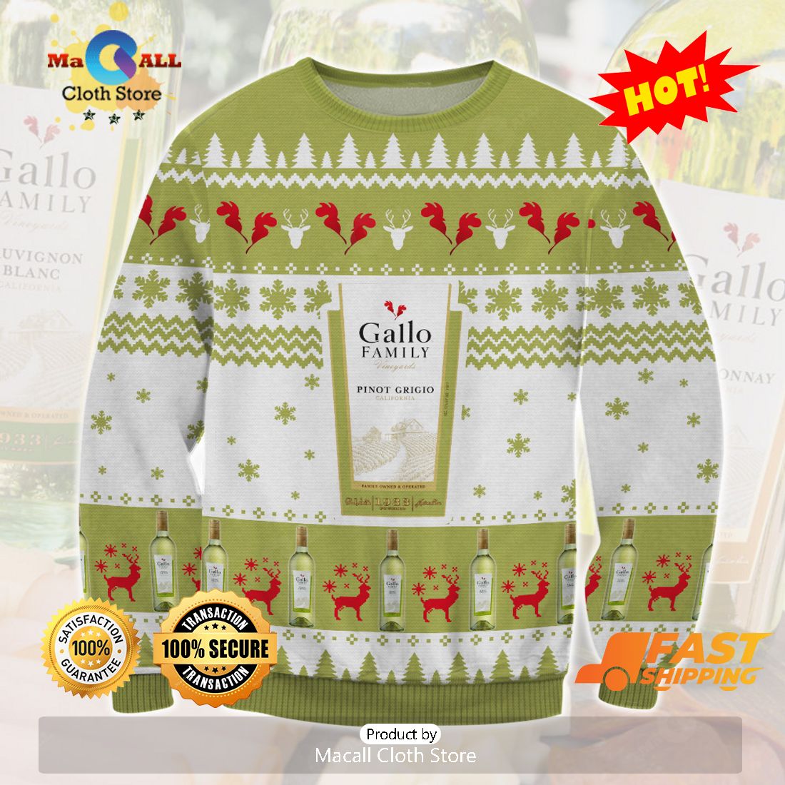 HOT TREND Gallo Pinot Ugly Christmas Sweater, Gifts For Xmas Day