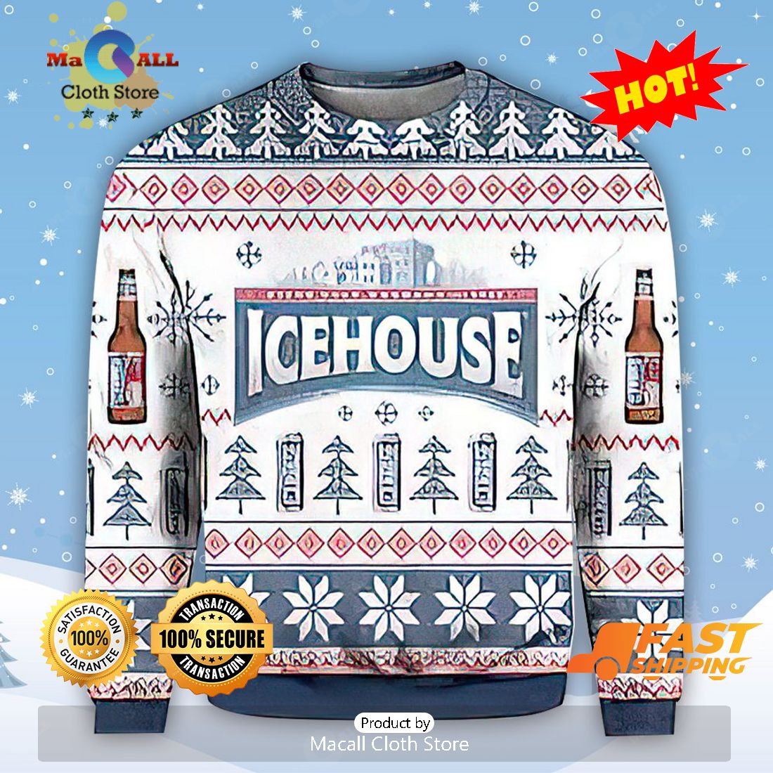 HOT TREND Icehouse Ugly Christmas Sweater, Gifts For Xmas Day HOT TREND Icehouse Ugly Christmas Sweater, Gifts For Xmas Day