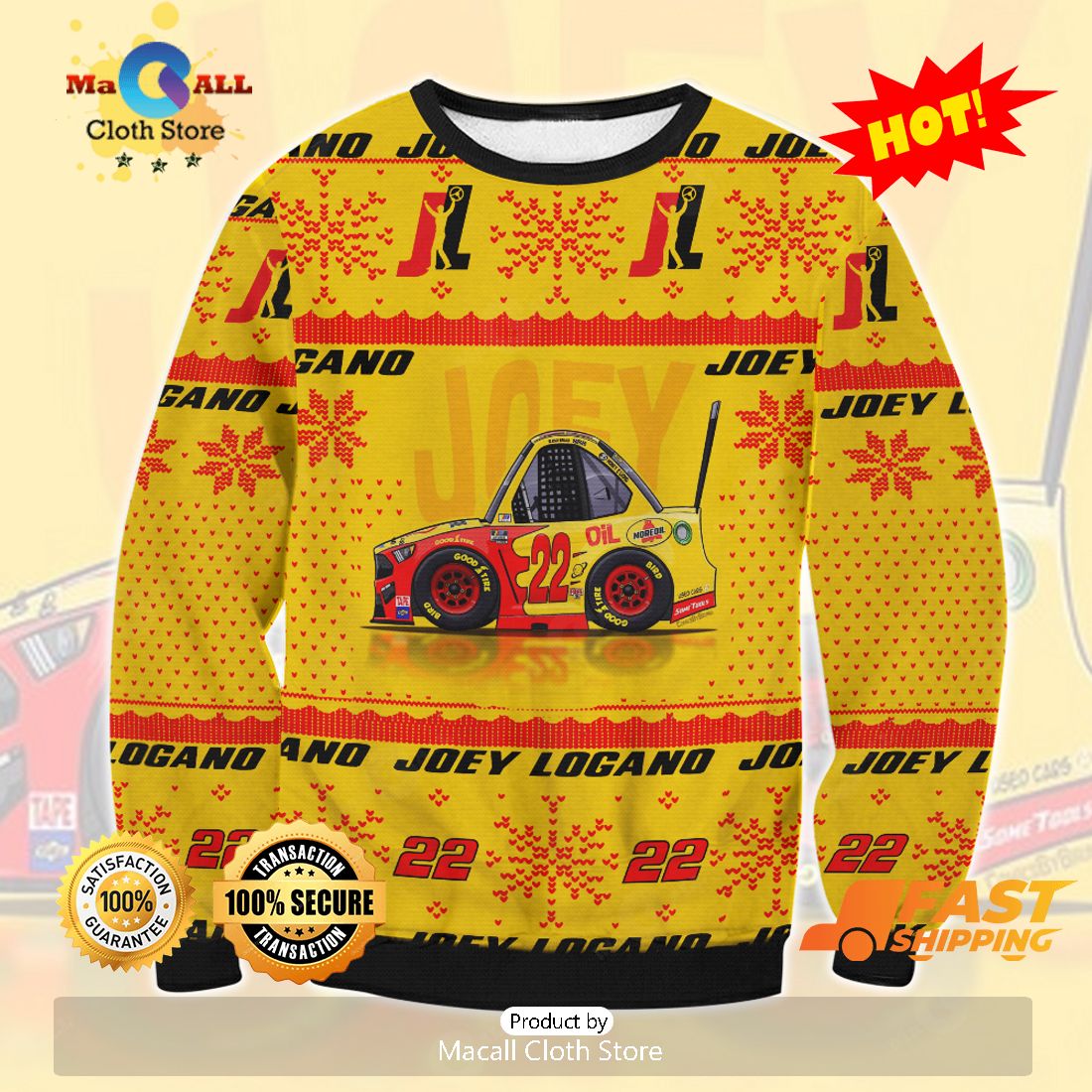 HOT TREND Joey Logano Ugly Christmas Sweater, Gifts For Xmas Day HOT TREND Joey Logano Ugly Christmas Sweater, Gifts For Xmas Day