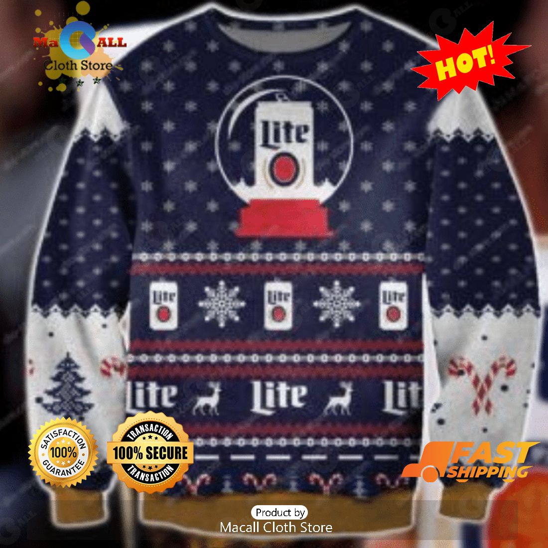 HOT TREND Miller Lite Ugly Christmas Sweater, Gifts For Xmas Day HOT TREND Miller Lite Ugly Christmas Sweater, Gifts For Xmas Day