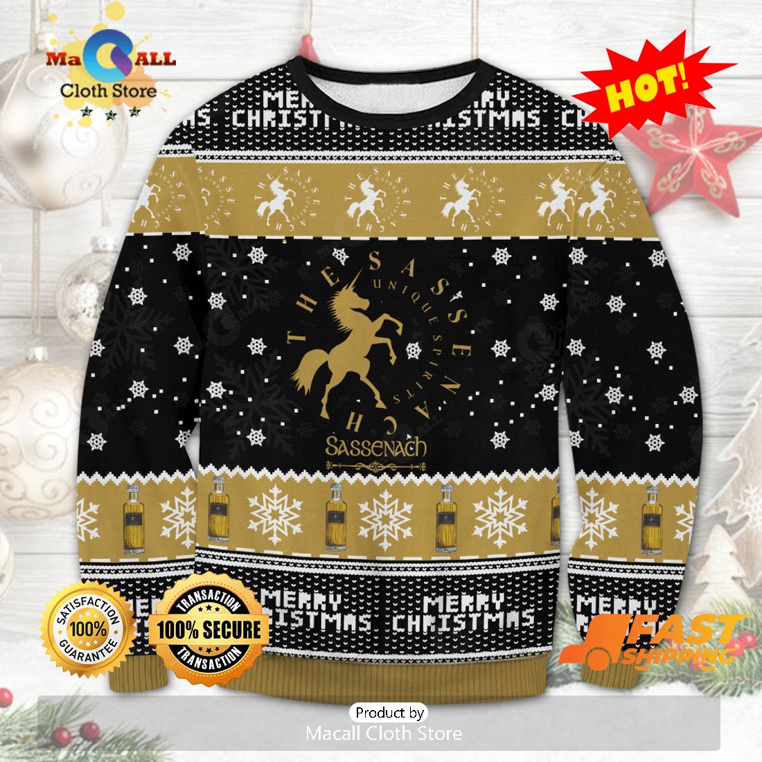 HOT TREND Sassenach Whiskey Christmas Sweater, Gifts For Xmas Day