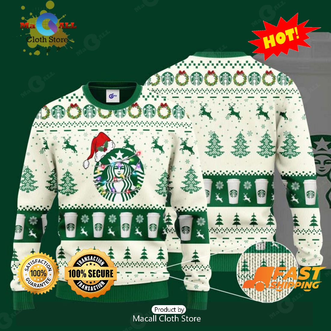 HOT TREND Starbucks Santa Hat Christmas Ugly Christmas Christmas Sweater HOT TREND Starbucks Santa Hat Christmas Ugly Christmas Christmas Sweater