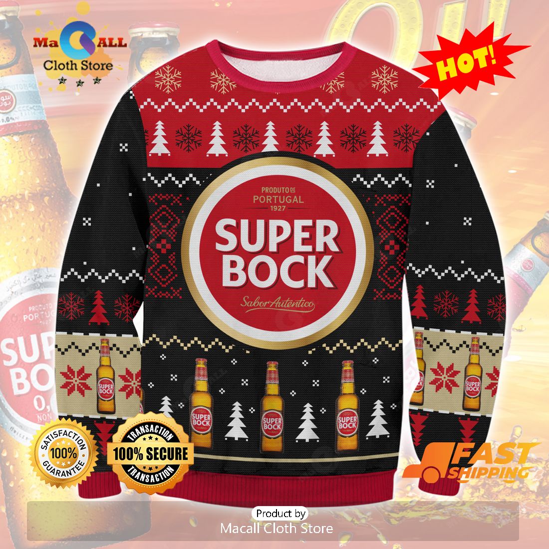 HOT TREND Super Bock Ugly Christmas Sweater, Gifts For Xmas Day HOT TREND Super Bock Ugly Christmas Sweater, Gifts For Xmas Day