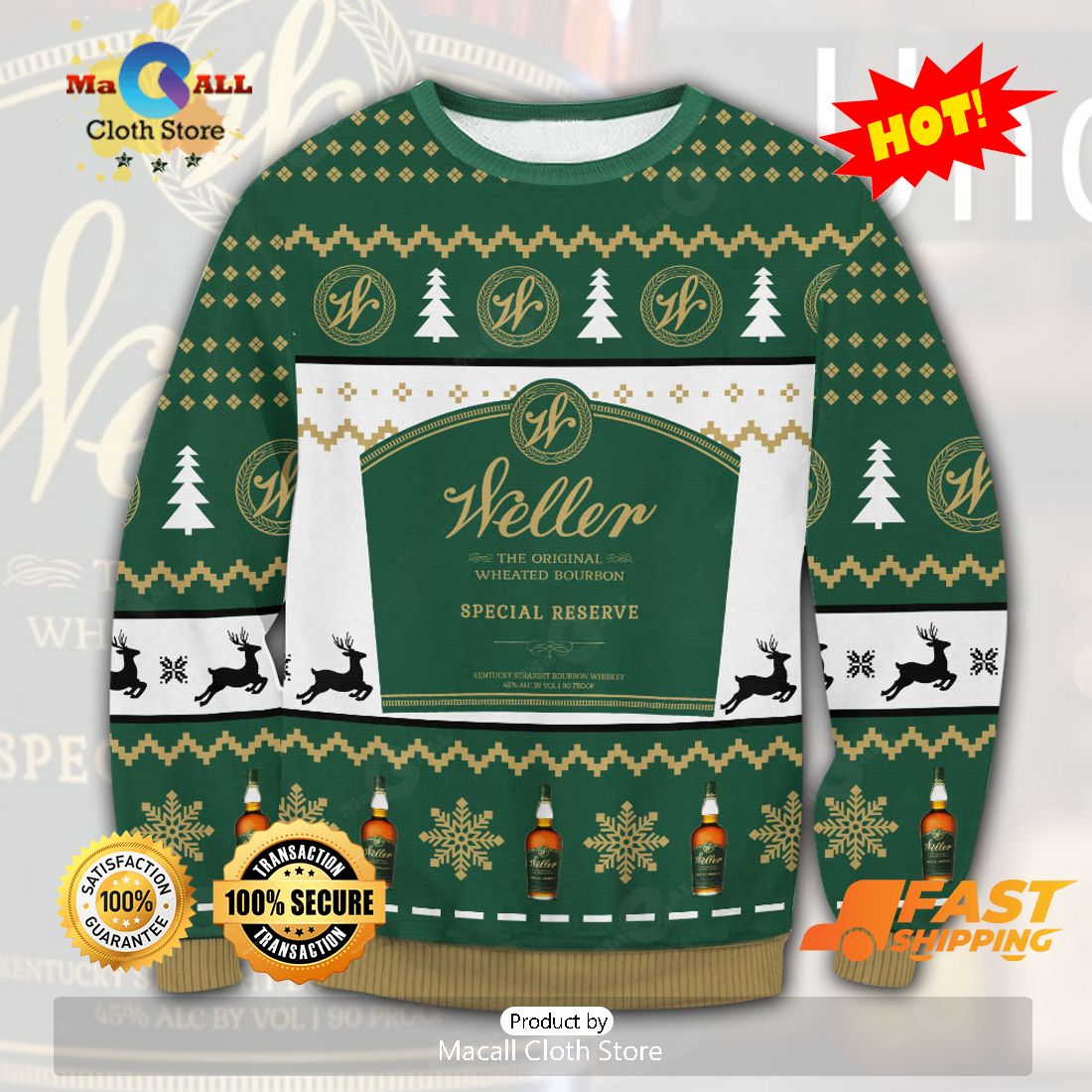 HOT TREND Weller Bourbon Ugly Christmas Sweater, Gifts For Xmas Day HOT TREND Weller Bourbon Ugly Christmas Sweater, Gifts For Xmas Day