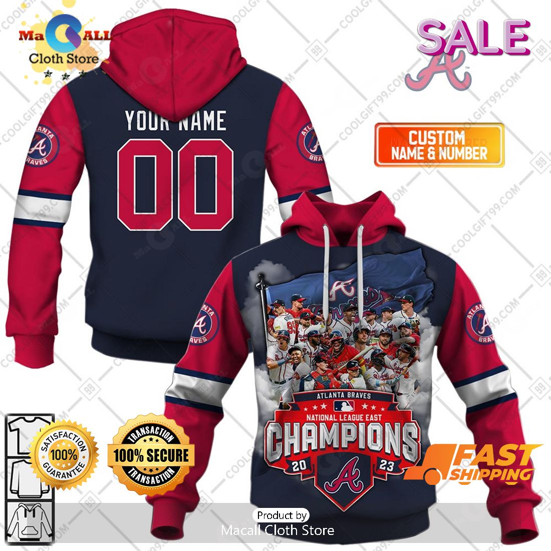 MLB Atlanta Braves Camo Red 3D Hoodie - T-shirts Low Price