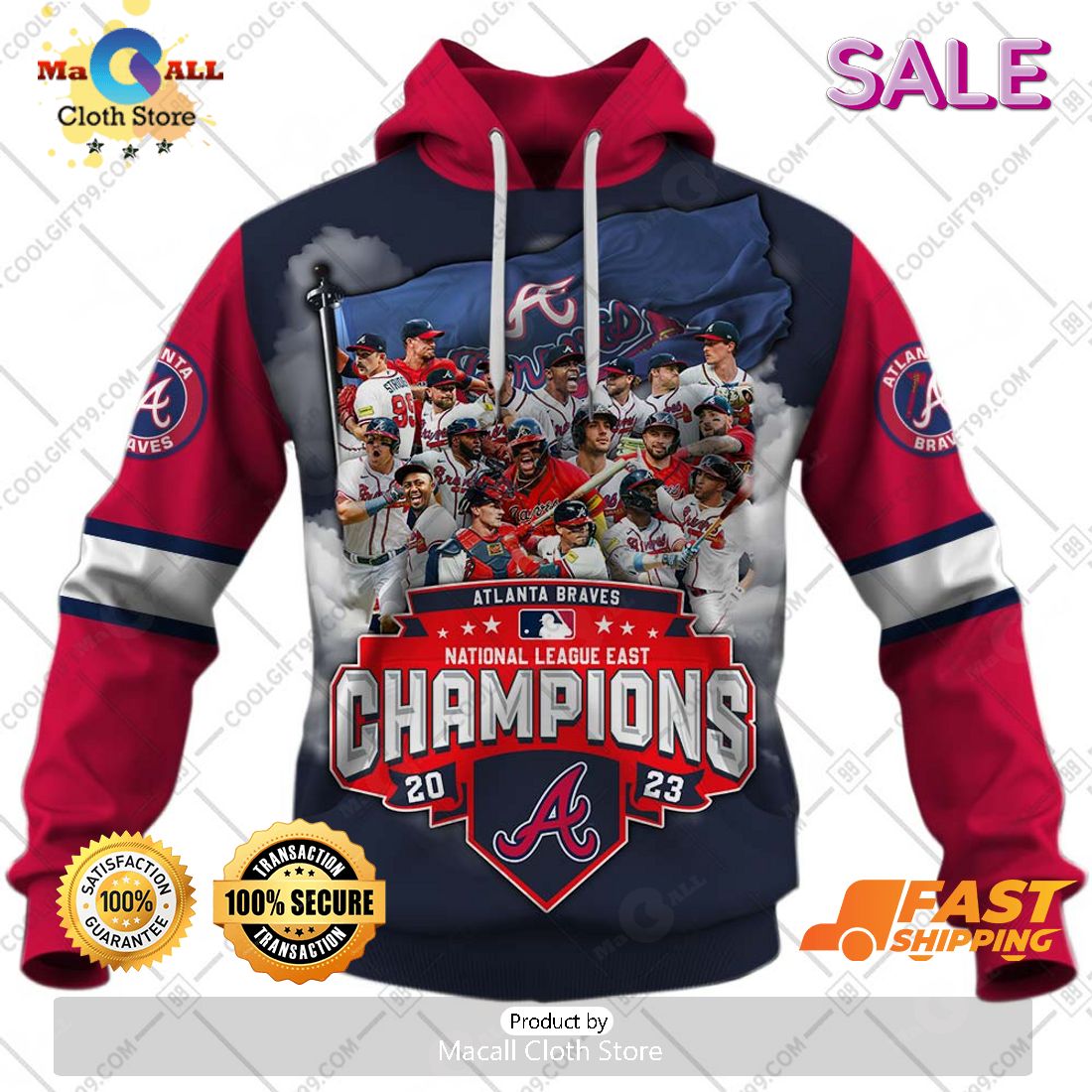 [SALE] MLB Atlanta Braves National League East Champions 2023 V1 Hoodie Sweatshirt 3D