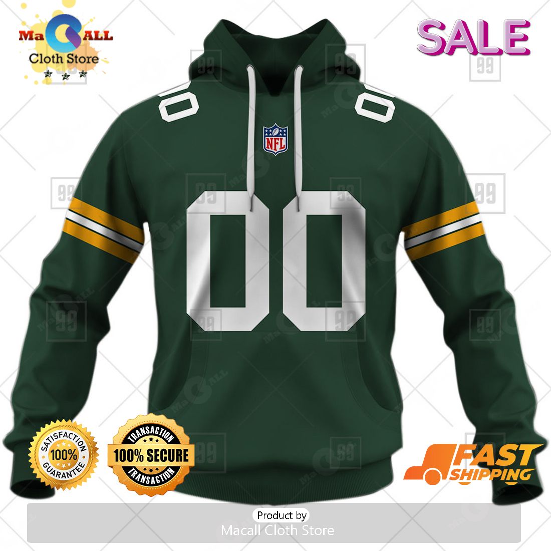 [SALE] Personalized NFL Green Bay Packers Home Jersey Style Hoodie Sweatshirt 3D