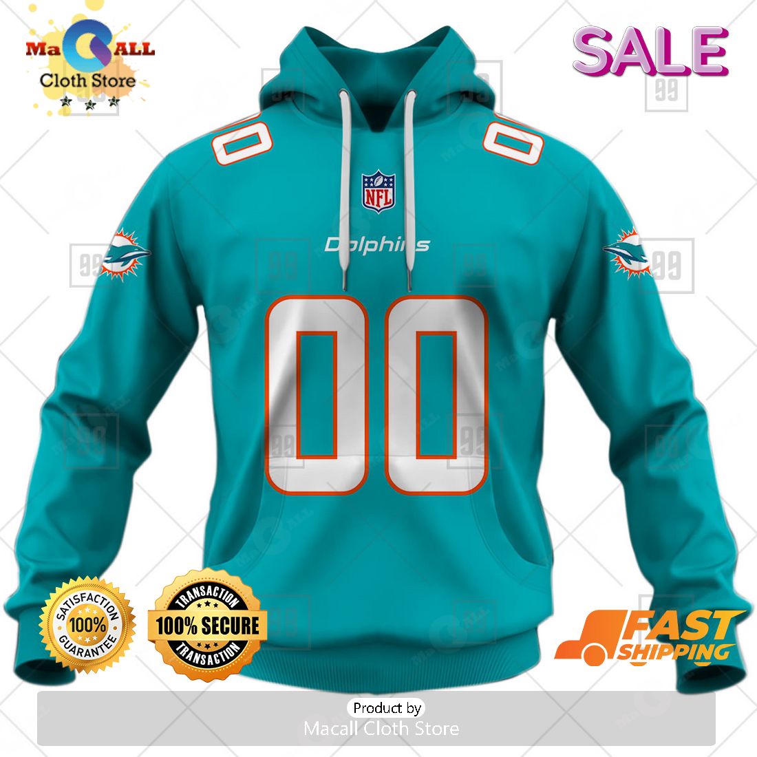 [SALE] Personalized NFL Miami Dolphins Home Jersey Style Hoodie Sweatshirt 3D