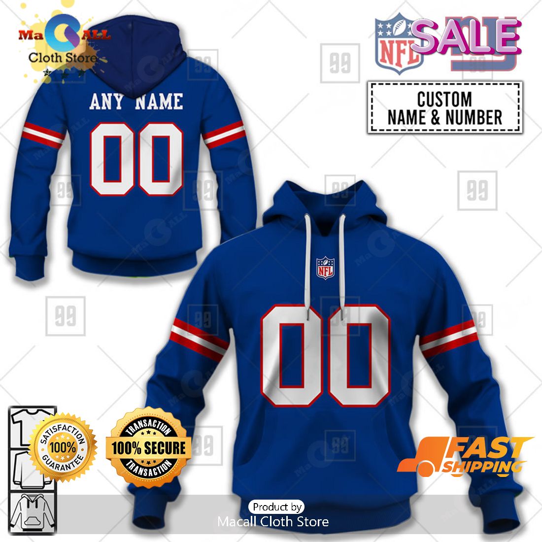 [SALE] Personalized NFL New York Giants Home Jersey Style Hoodie Sweatshirt 3D