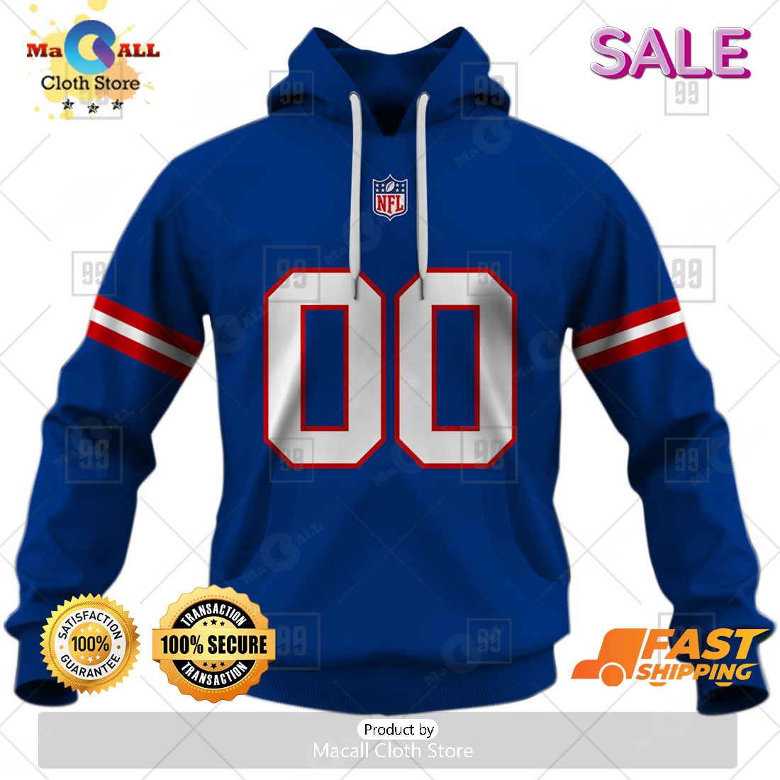 [SALE] Personalized NFL New York Giants Home Jersey Style Hoodie Sweatshirt 3D