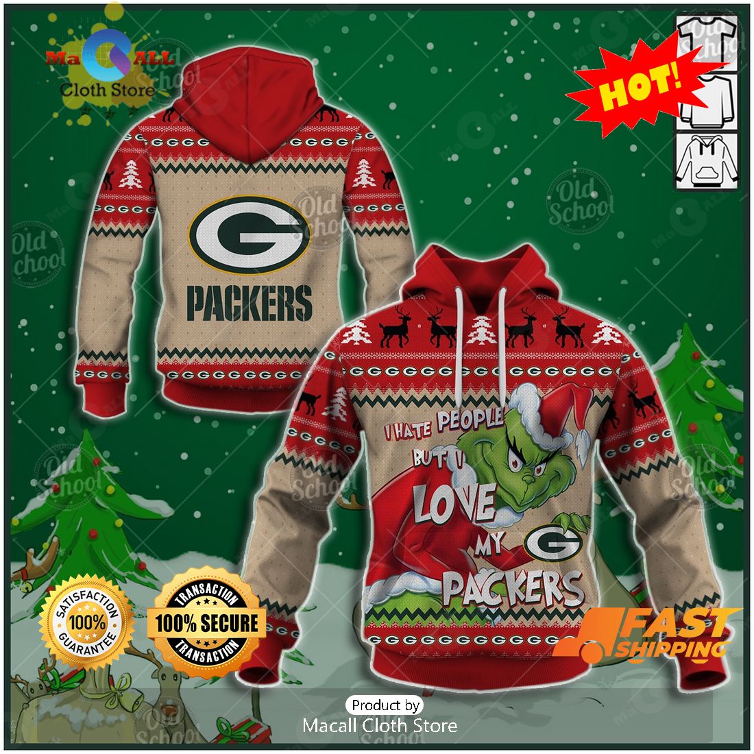 HOT NFL Green Bay Packers x Grinch Christmas Ugly Sweater Style