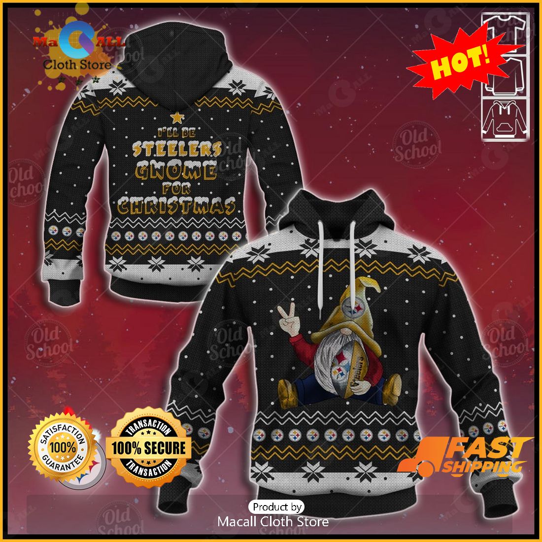 HOT NFL Pittsburgh Steelers Gnome Ugly Christmas Sweater Print Style 2023 HOT NFL Pittsburgh Steelers Gnome Ugly Christmas Sweater Print Style 2023
