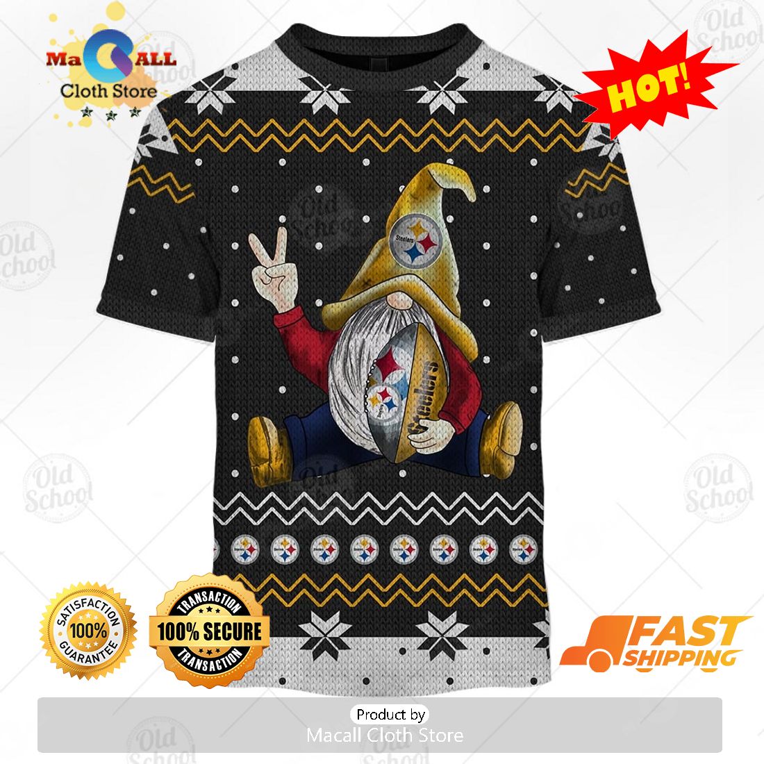 NFL Personalized Steelers Gnome Ugly Christmas Sweater