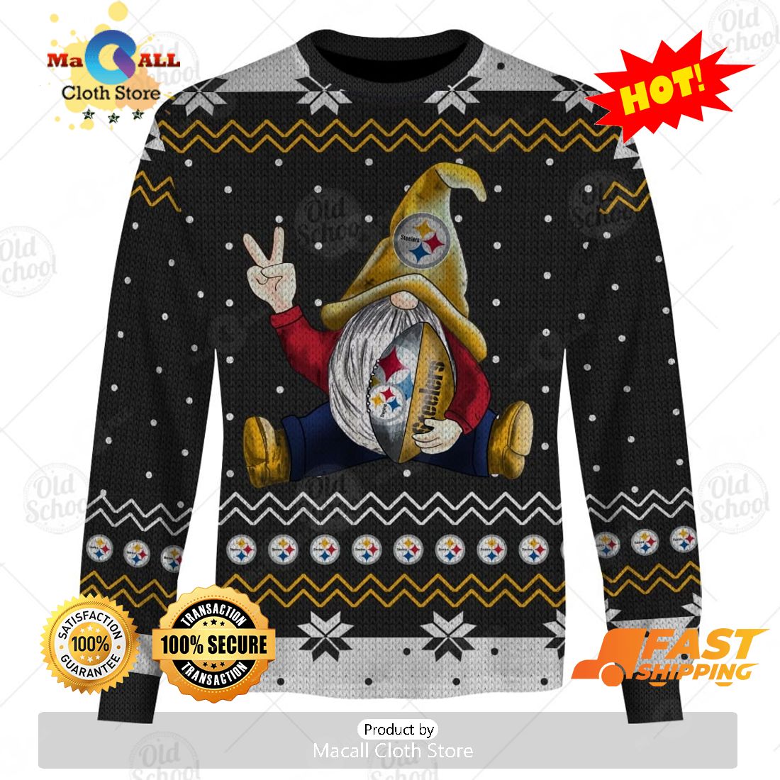 NFL Personalized Steelers Gnome Ugly Christmas Sweater