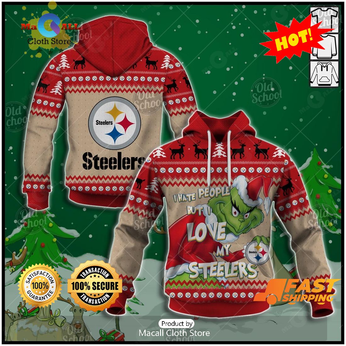 NFL Pittsburgh Steelers X Grinch Christmas Ugly Sweater