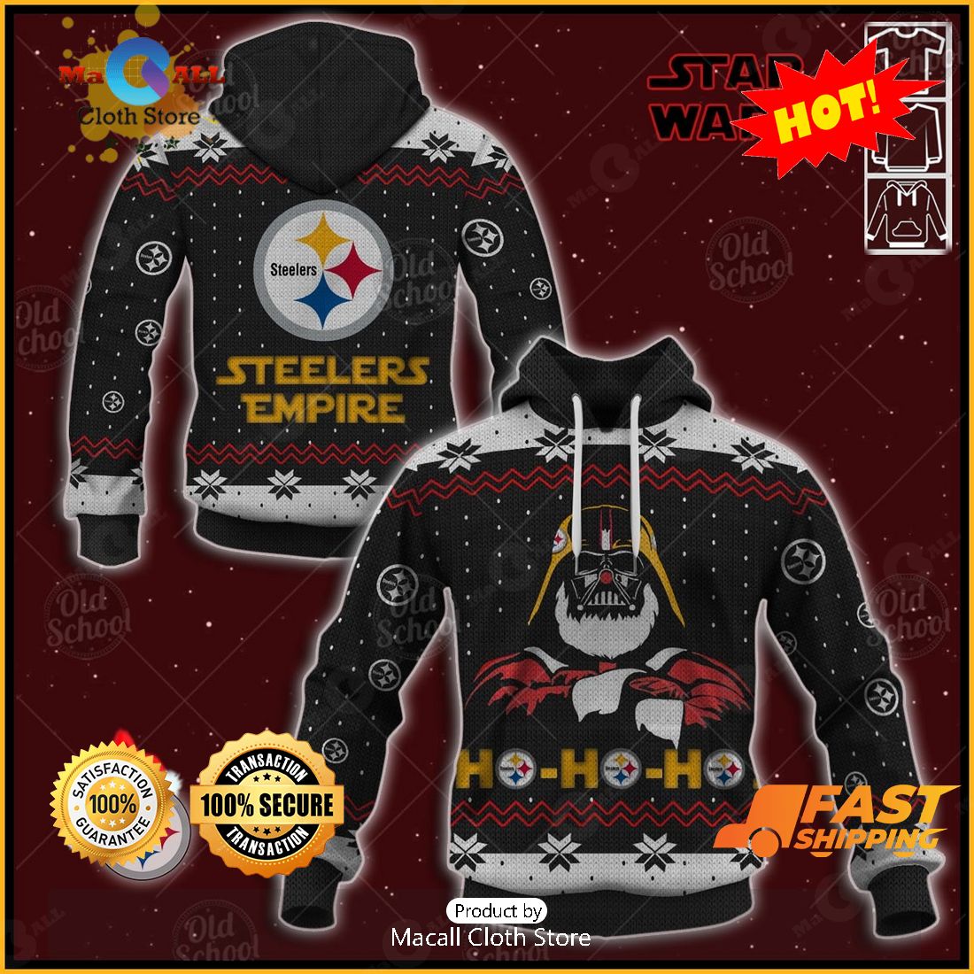 HOT NFL Pittsburgh Steelers x Santa Darth Vader Christmas Ugly Sweater 3D Print