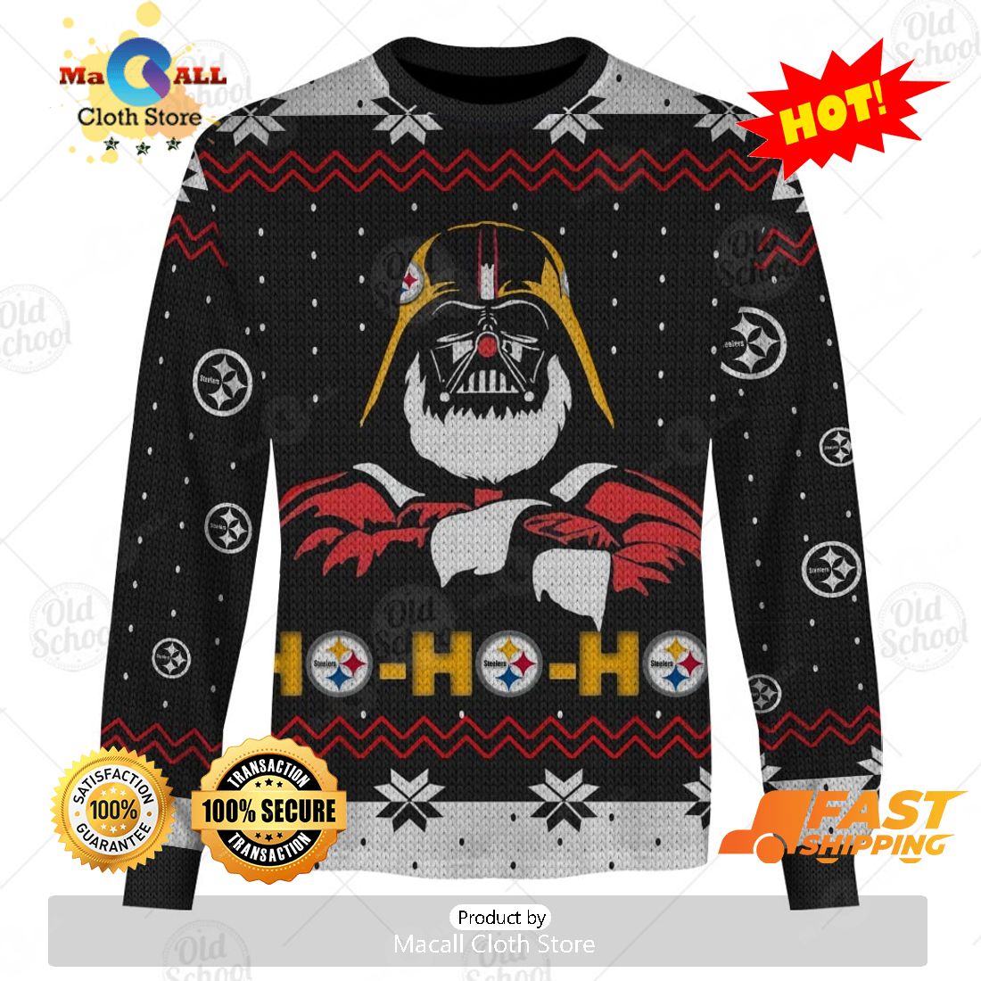HOT NFL Pittsburgh Steelers x Santa Darth Vader Christmas Ugly Sweater 3D Print HOT NFL Pittsburgh Steelers x Santa Darth Vader Christmas Ugly Sweater 3D Print