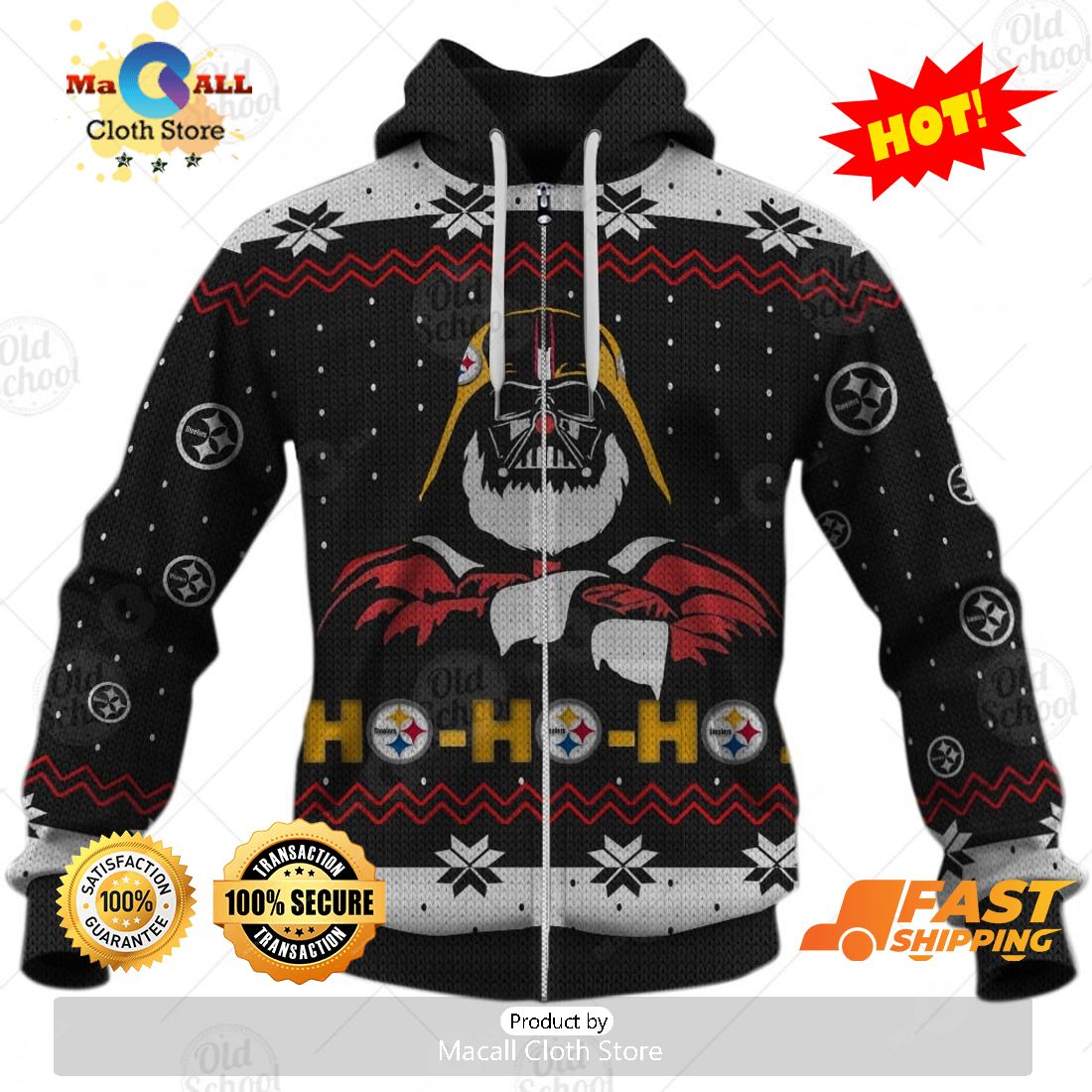 HOT NFL Pittsburgh Steelers x Santa Darth Vader Christmas Ugly Sweater 3D Print HOT NFL Pittsburgh Steelers x Santa Darth Vader Christmas Ugly Sweater 3D Print