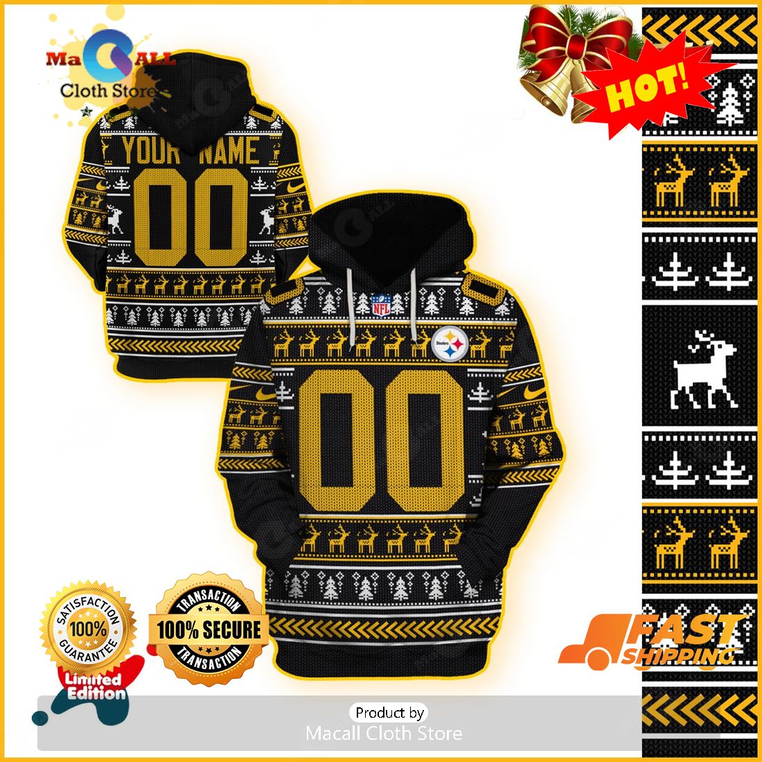 HOT Personalized Ugly Sweater Pittsburgh Steelers Limited Edition 3D All Over Printed