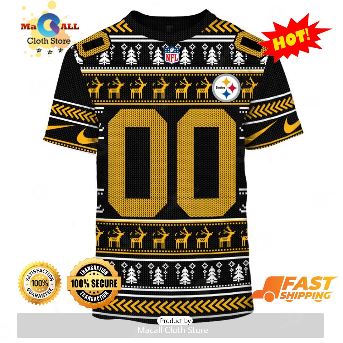 HOT Personalized Ugly Sweater Pittsburgh Steelers Limited Edition 3D All Over Printed
