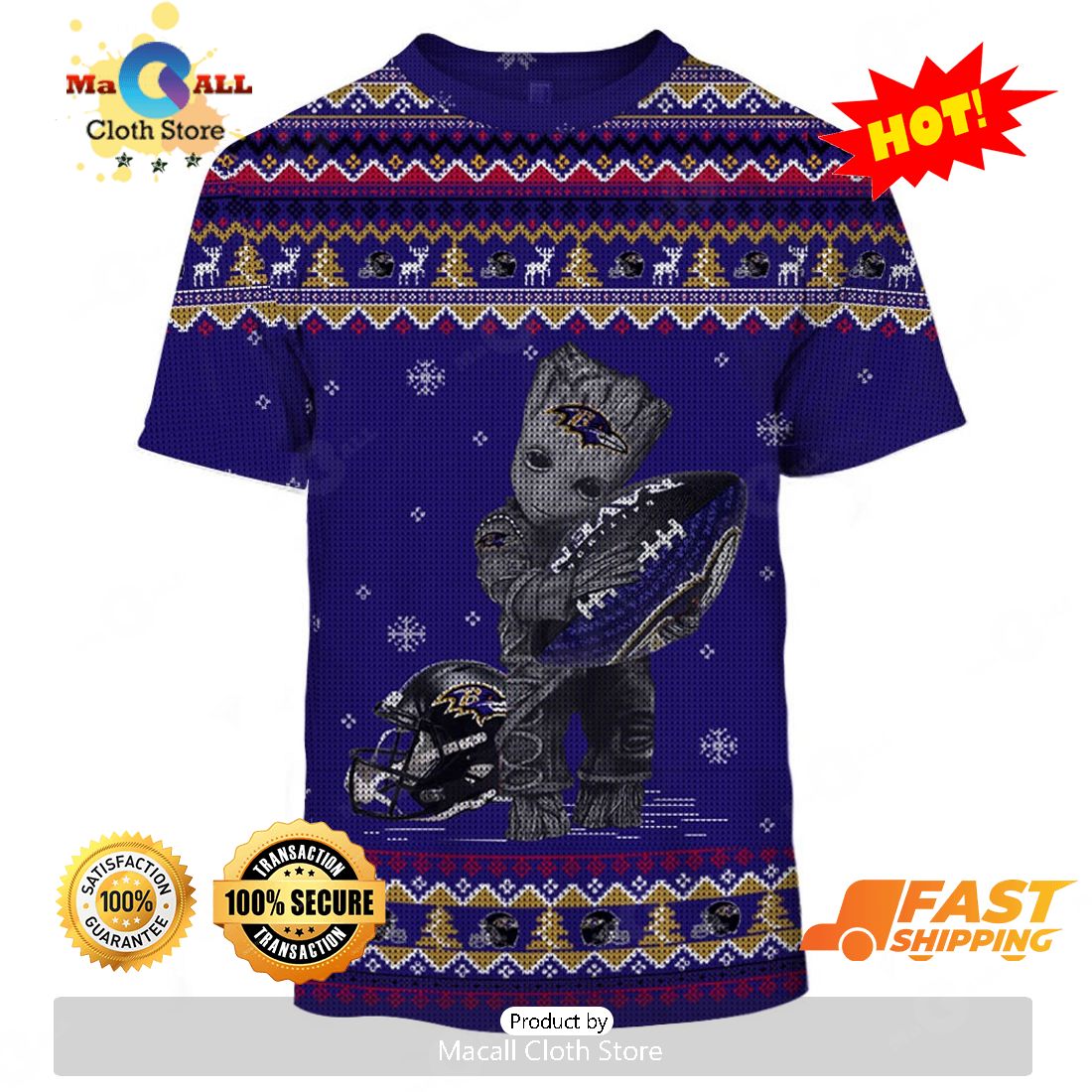 HOT Ugly Sweater NFL Baltimore Ravens Limited Edition 3D All Over Printed
