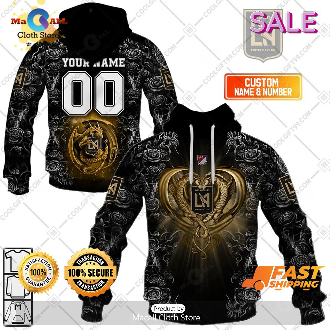 SALE Personalized MLS Los Angeles FC Roses Dragon Couple Hoodie Sweatshirt 3D SALE Personalized MLS Los Angeles FC Roses Dragon Couple Hoodie Sweatshirt 3D