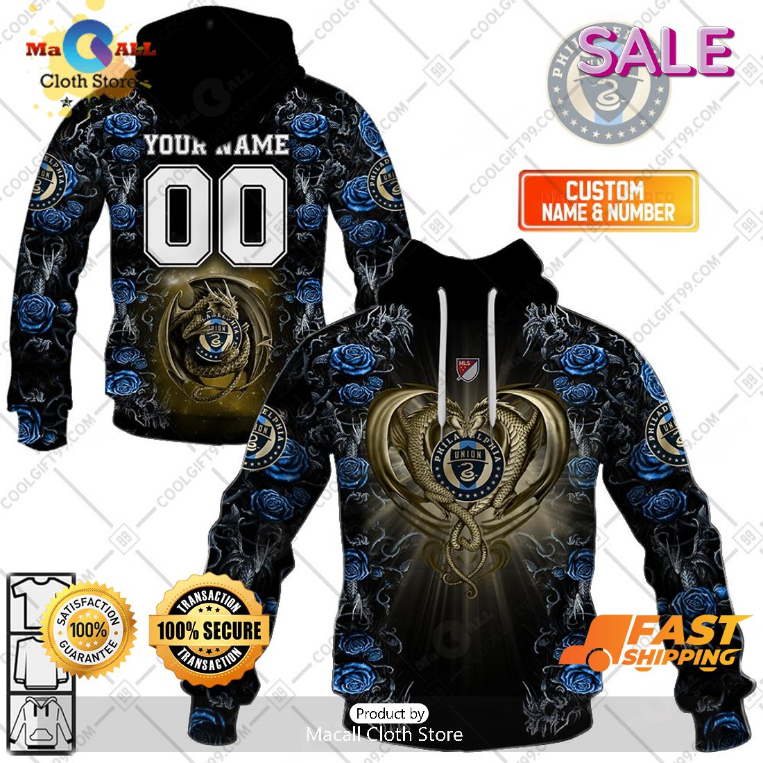 SALE Personalized MLS Philadelphia Union Roses Dragon Couple Hoodie Sweatshirt 3D SALE Personalized MLS Philadelphia Union Roses Dragon Couple Hoodie Sweatshirt 3D