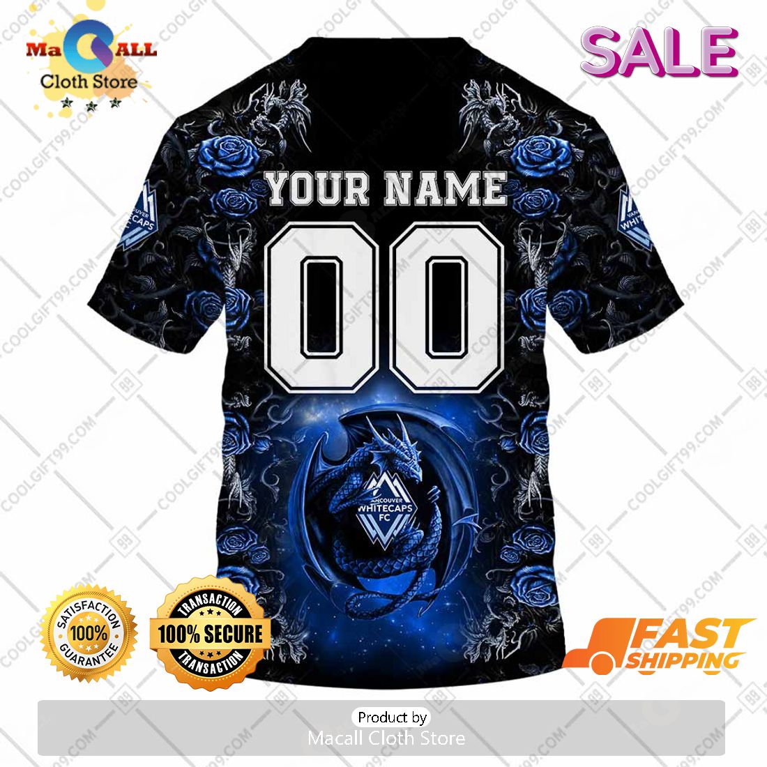 SALE Personalized MLS Vancouver Whitecaps Roses Dragon Couple Hoodie Sweatshirt 3D SALE Personalized MLS Vancouver Whitecaps Roses Dragon Couple Hoodie Sweatshirt 3D