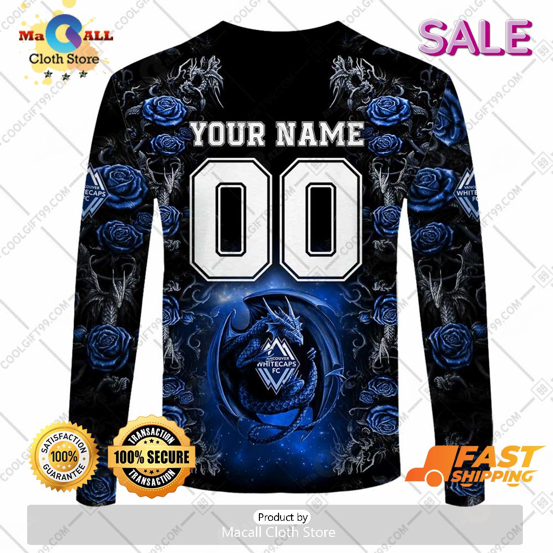 SALE Personalized MLS Vancouver Whitecaps Roses Dragon Couple Hoodie Sweatshirt 3D SALE Personalized MLS Vancouver Whitecaps Roses Dragon Couple Hoodie Sweatshirt 3D