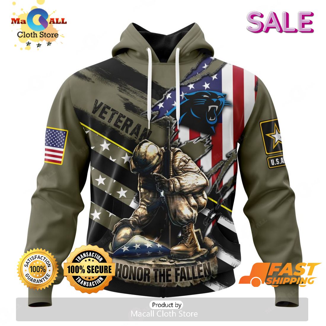 SALE Personalized NFL Carolina Panthers - Honor Veterans And Their Families Hoodie Sweatshirt 3D SALE Personalized NFL Carolina Panthers - Honor Veterans And Their Families Hoodie Sweatshirt 3D