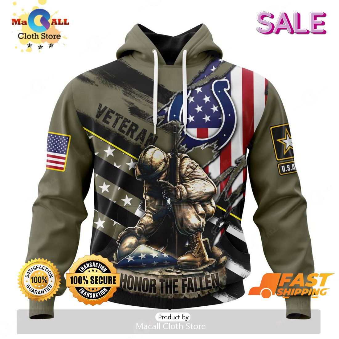 SALE Personalized NFL Indianapolis Colts - Honor Veterans And Their Families Hoodie Sweatshirt 3D SALE Personalized NFL Indianapolis Colts - Honor Veterans And Their Families Hoodie Sweatshirt 3D