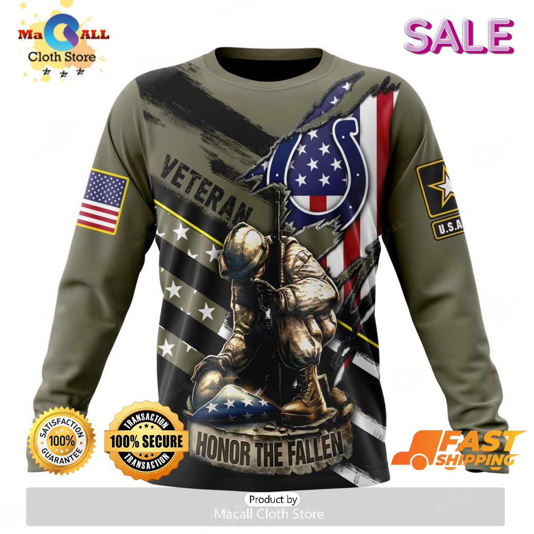 BEST NFL Indianapolis Colts Salute To Service - Honor Veterans And Their  Families 3D Hoodie