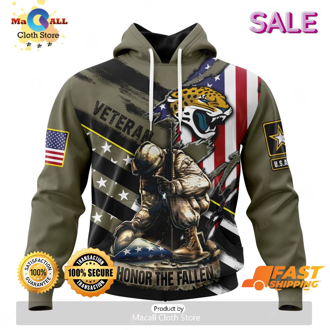 SALE Personalized NFL Jacksonville Jaguars – Honor Veterans And Their Families Hoodie Sweatshirt 3D