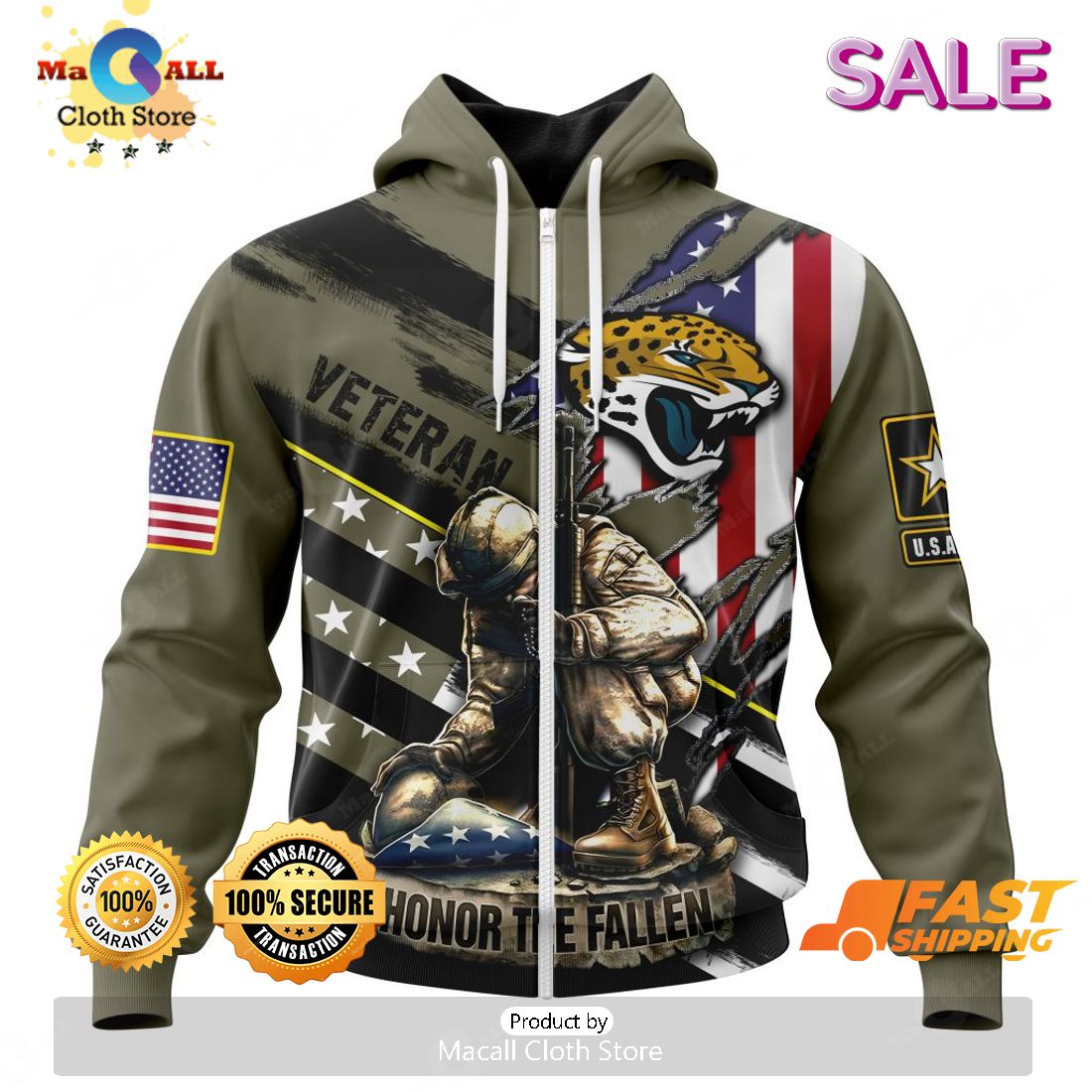 SALE Personalized NFL Jacksonville Jaguars – Honor Veterans And Their Families Hoodie Sweatshirt 3D