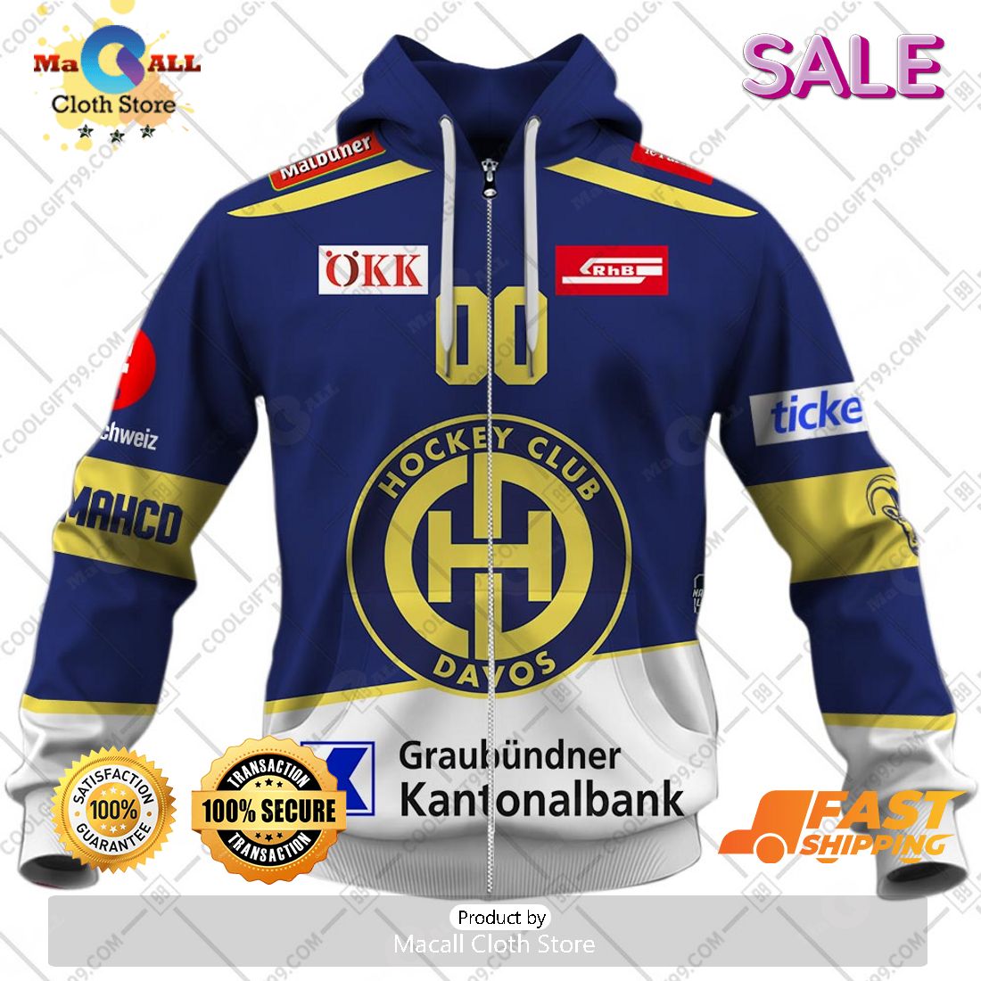 SALE Personalized NL Hockey HC Davos Home jersey Style Hoodie Sweatshirt 3D SALE Personalized NL Hockey HC Davos Home jersey Style Hoodie Sweatshirt 3D