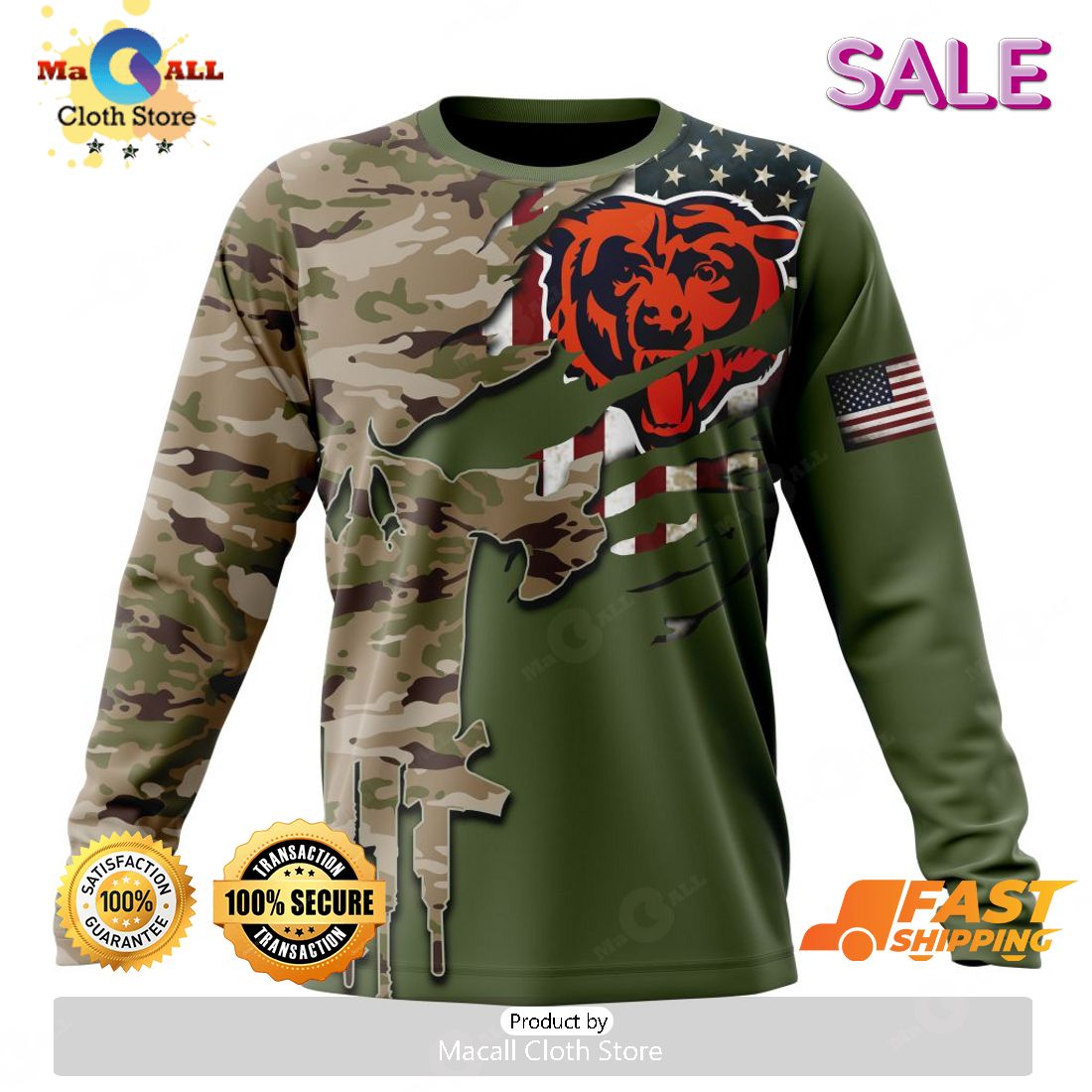 NFL T shirt For Sale 3D Custom Chicago Bears T shirts Cheap For