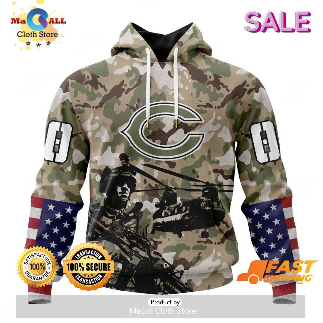 Shop Bears Hoodie Salute To Service