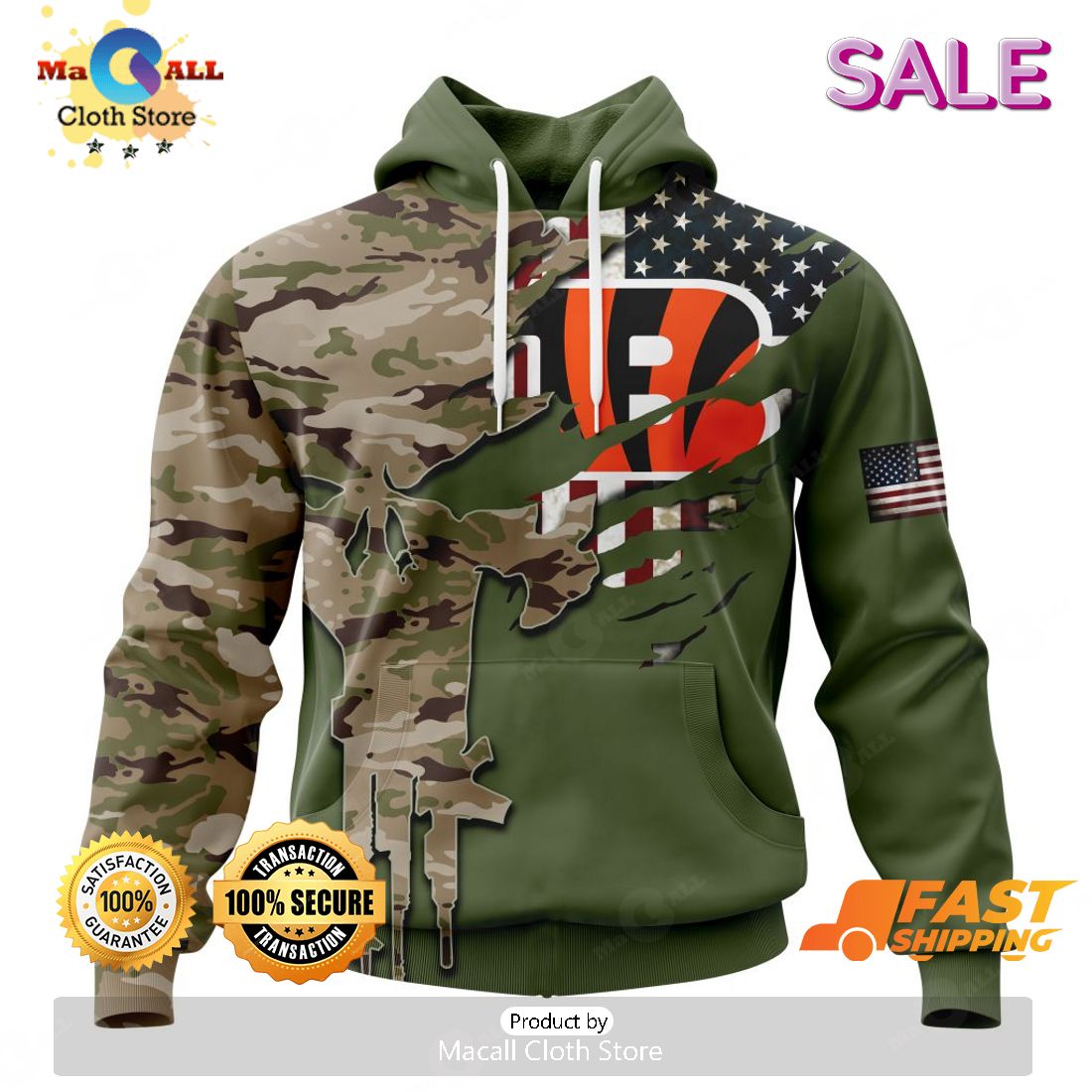 BEST NFL Cincinnati Bengals Salute To Service - Honor Veterans And Their  Families 3D Hoodie