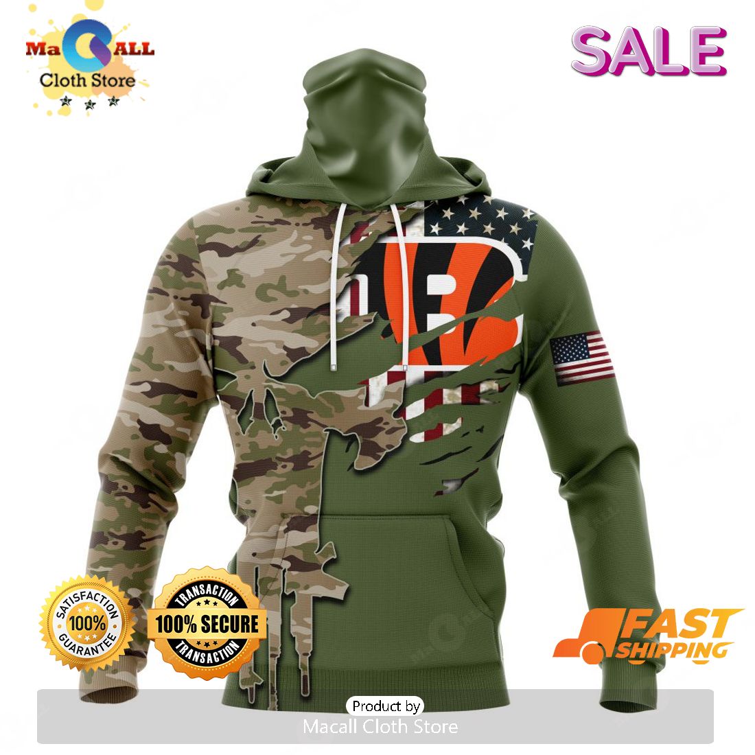 SALE Personalized NFL Cincinnati Bengals Special Camo Design For Veterans Day Hoodie Sweatshirt 3D SALE Personalized NFL Cincinnati Bengals Special Camo Design For Veterans Day Hoodie Sweatshirt 3D