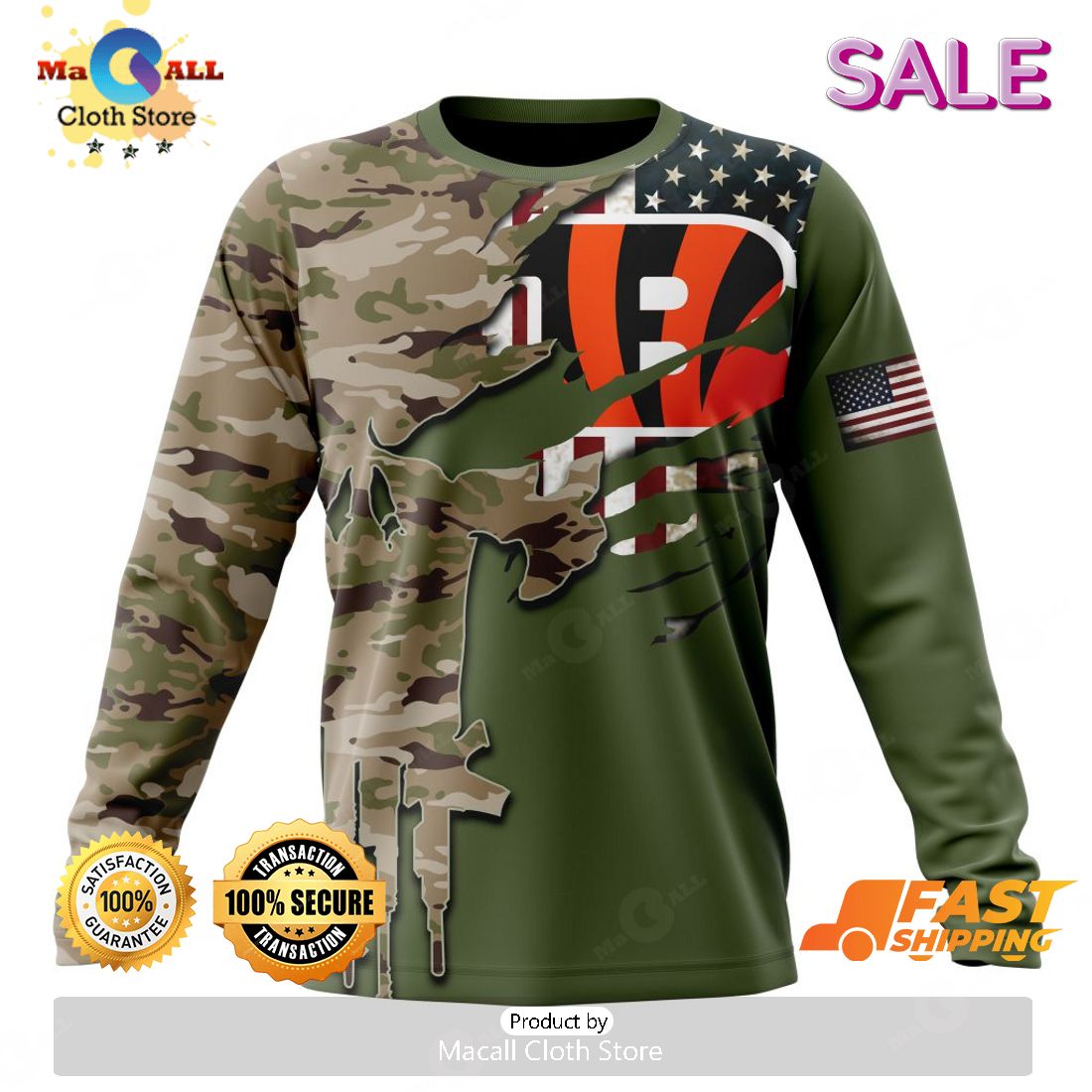 SALE Personalized NFL Cincinnati Bengals Special Camo Design For Veterans Day Hoodie Sweatshirt 3D SALE Personalized NFL Cincinnati Bengals Special Camo Design For Veterans Day Hoodie Sweatshirt 3D