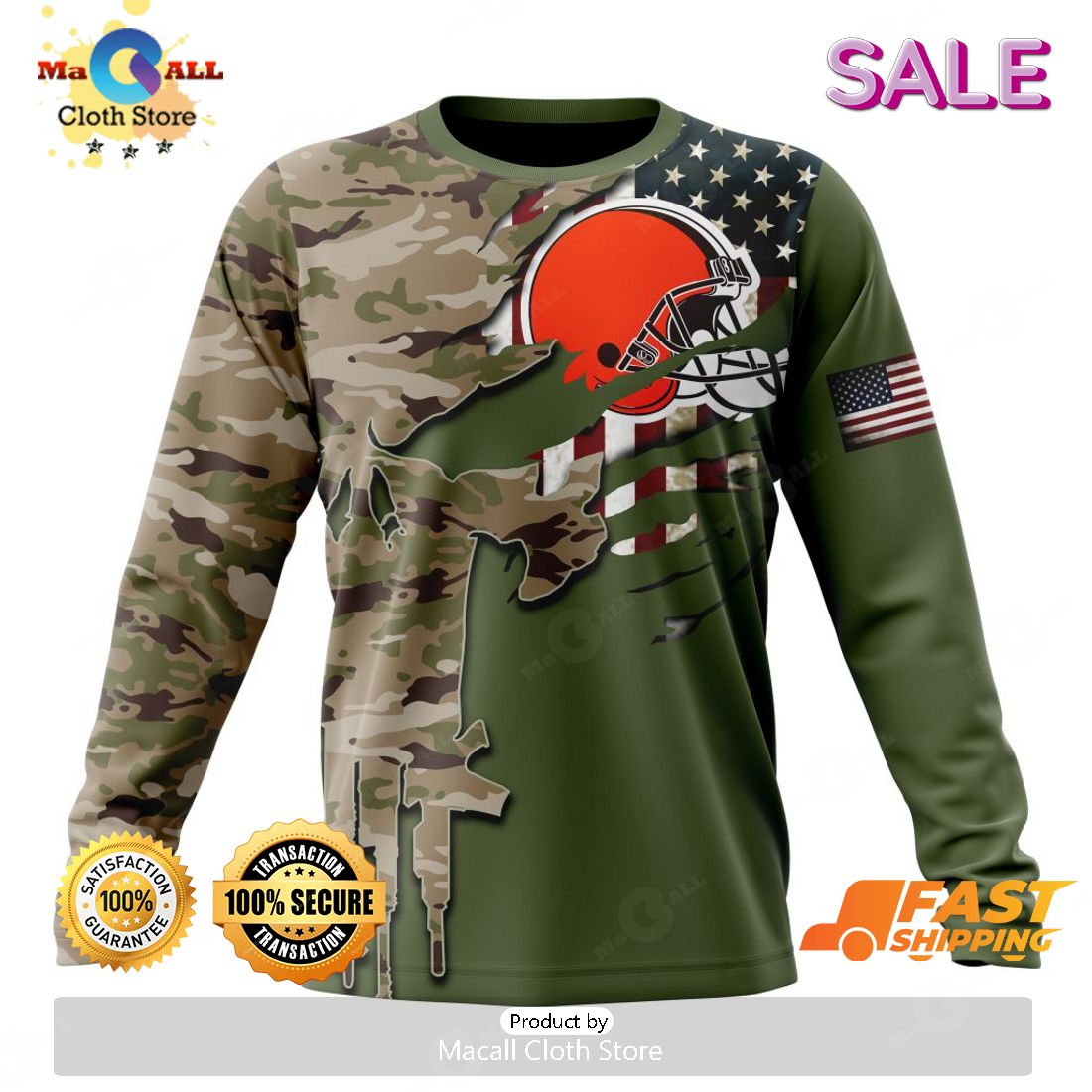 BEST NFL Cleveland Browns Salute To Service - Honor Veterans And Their  Families 3D Hoodie