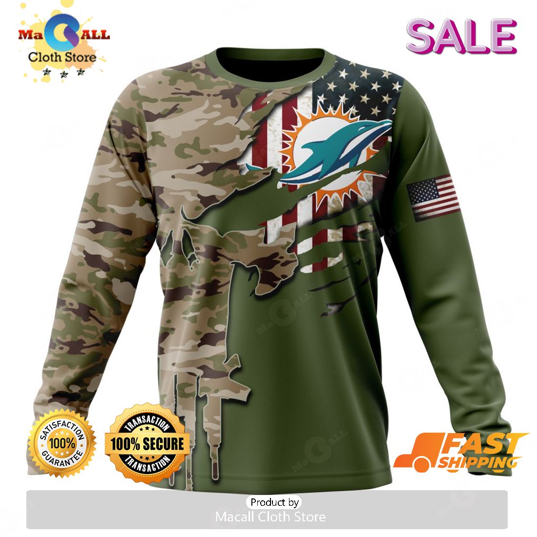 BEST NFL Miami Dolphins, Speicla Camo Realtree Hunting 3D Hoodie