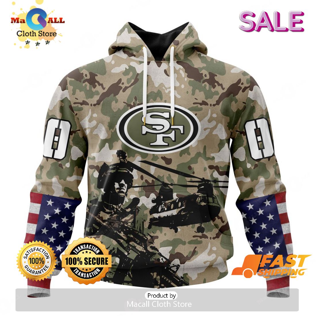 SALE Personalized NFL San Francisco 49ers Special Salute To Service Design Hoodie Sweatshirt 3D