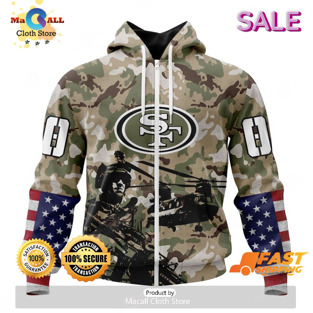 SALE Personalized NFL San Francisco 49ers Special Salute To Service Design Hoodie Sweatshirt 3D