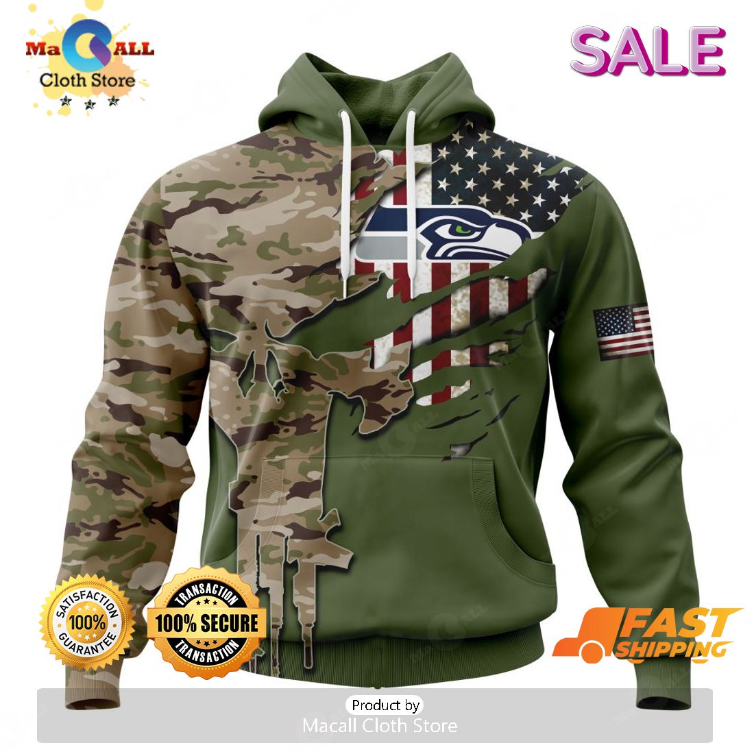 NFL Seattle Seahawks Hoodie 3D Gifts For Veterans Day