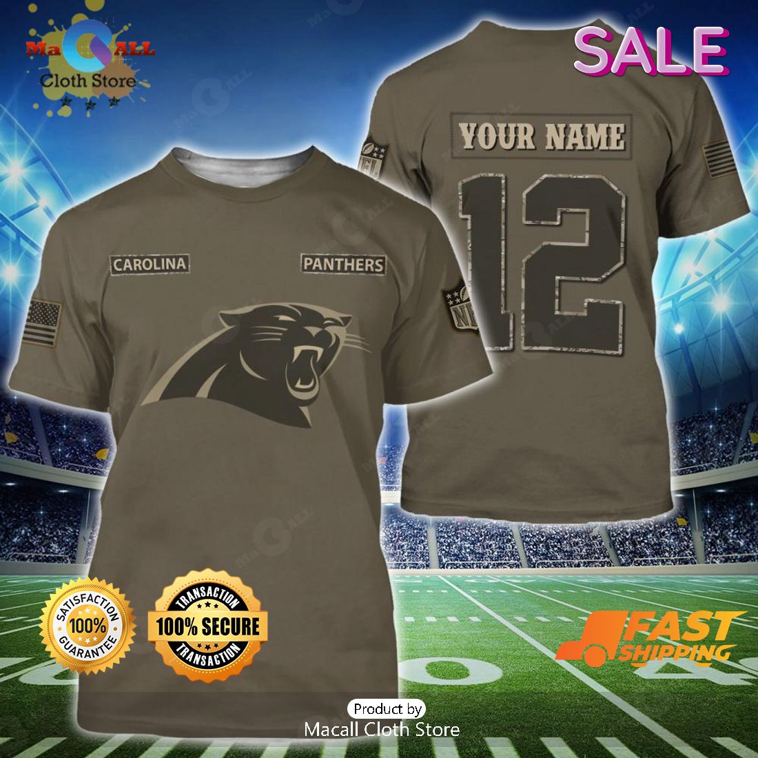 NFL Carolina Panthers Camo Style Gifts for Veterans Day All Over Printed 3D  Shirt