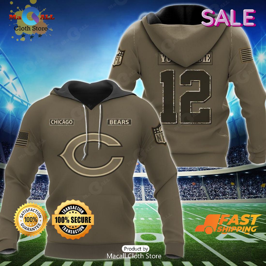 Custom Chicago Bears salute to service hoodie new design