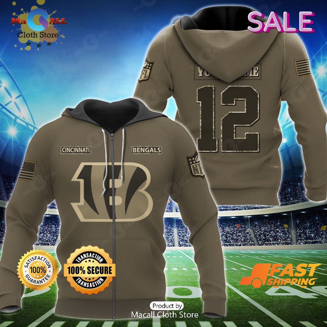 NFL Cincinnati Bengals Hoodie 3D Gifts For Veterans Day