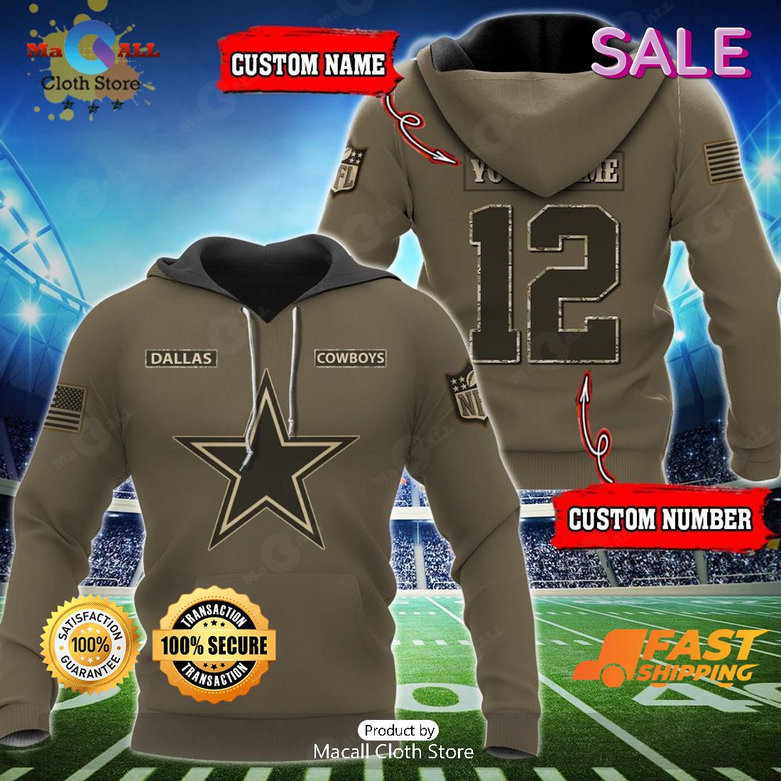 NFL Dallas Cowboys Hoodie 3D Gifts For Veterans Day