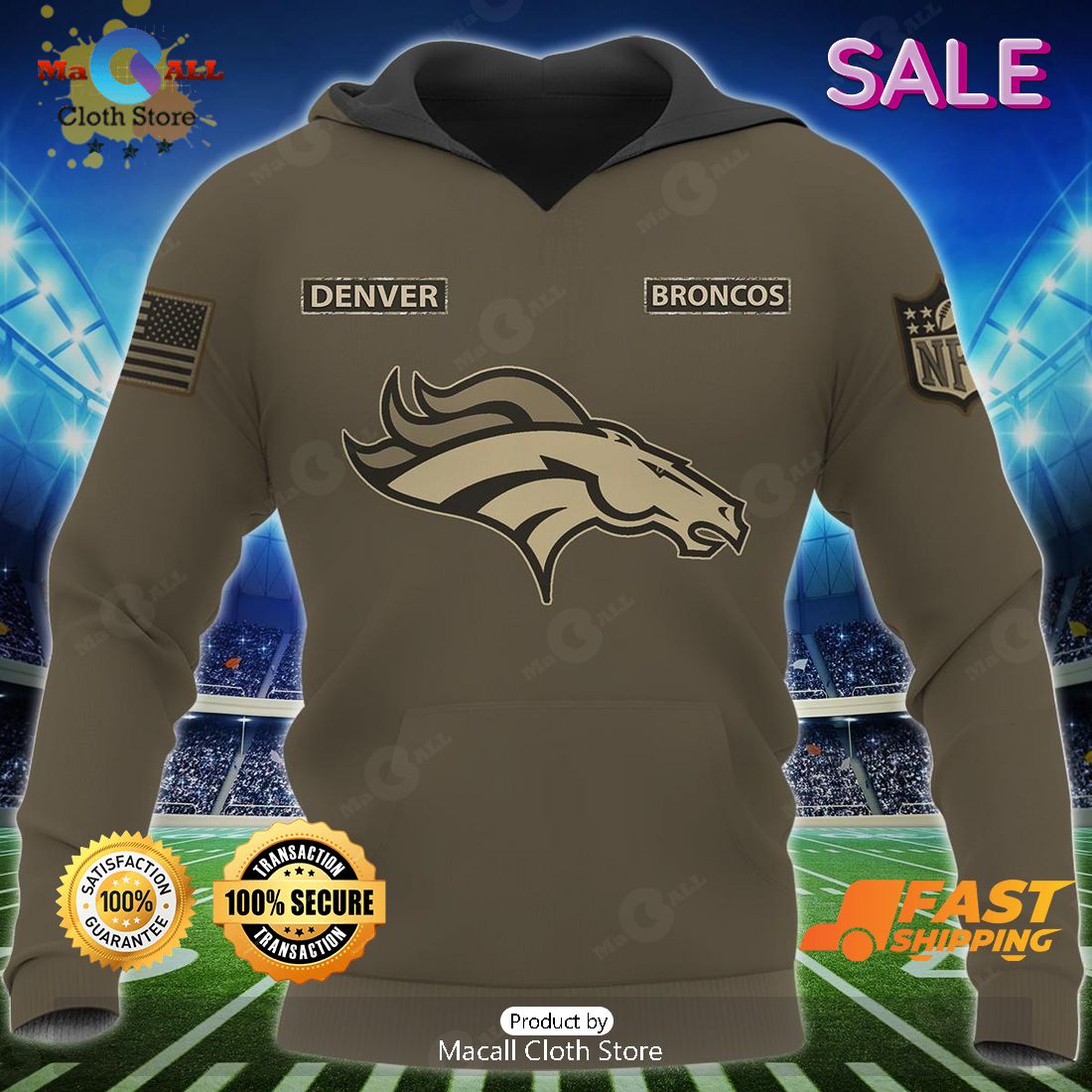 NFL Denver Broncos Hoodie 3D Gifts For Veterans Day